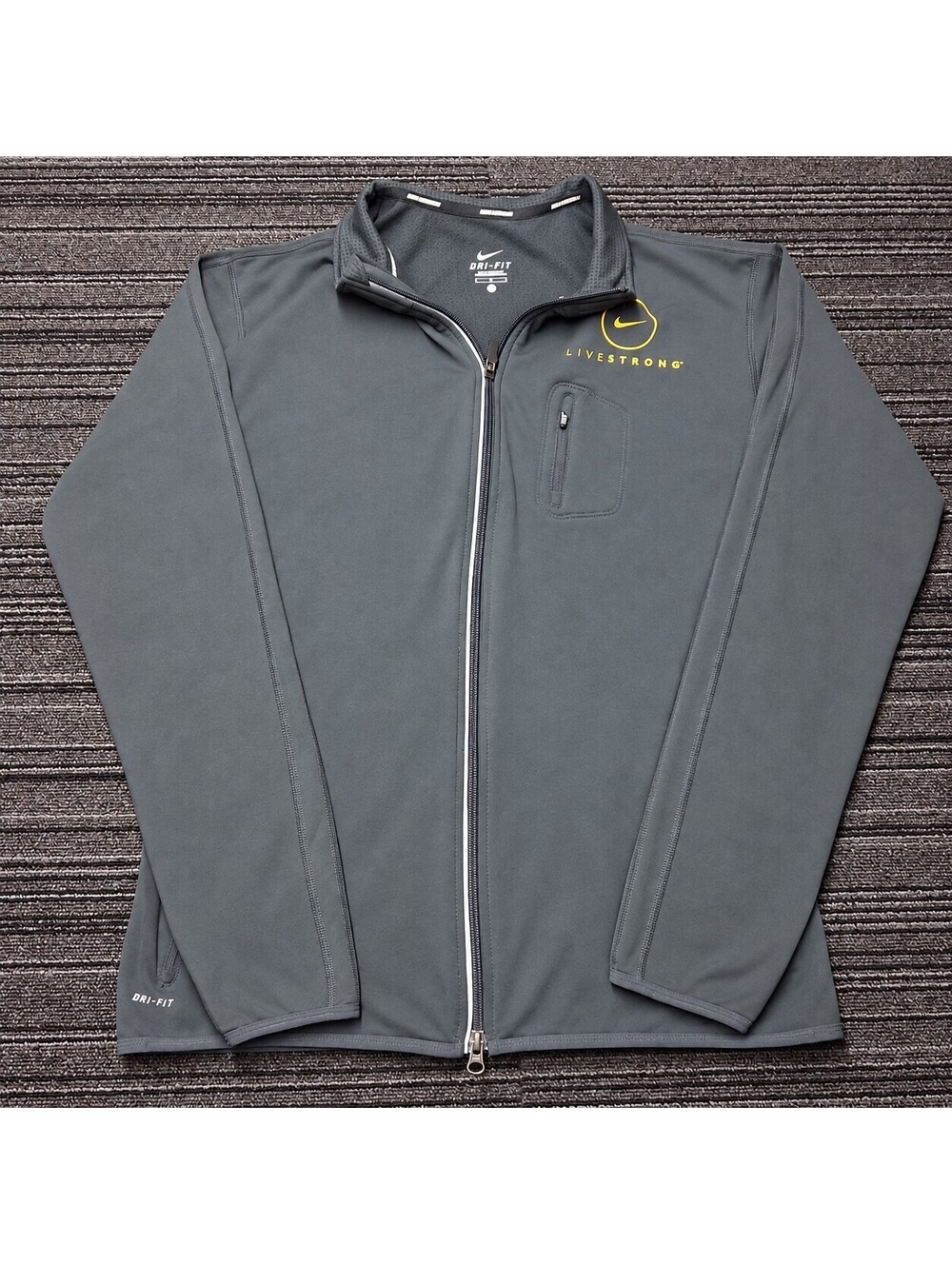 Nike LIVESTRONG Dri-FIT Track Jacket Mens Large Gray Full Zip Running 413898-011